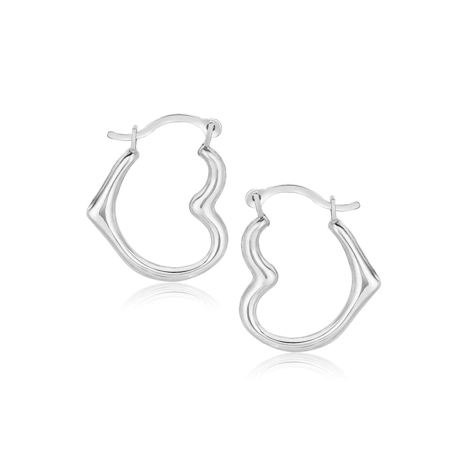 10k White Gold Heart Hoop Earrings-rx6704