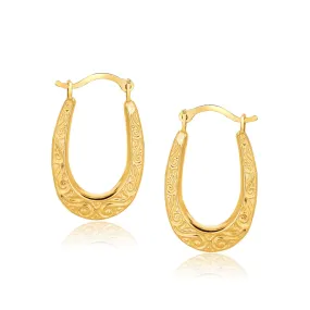 10k Yellow Gold Fancy Oval Hoop Earrings-rx2249