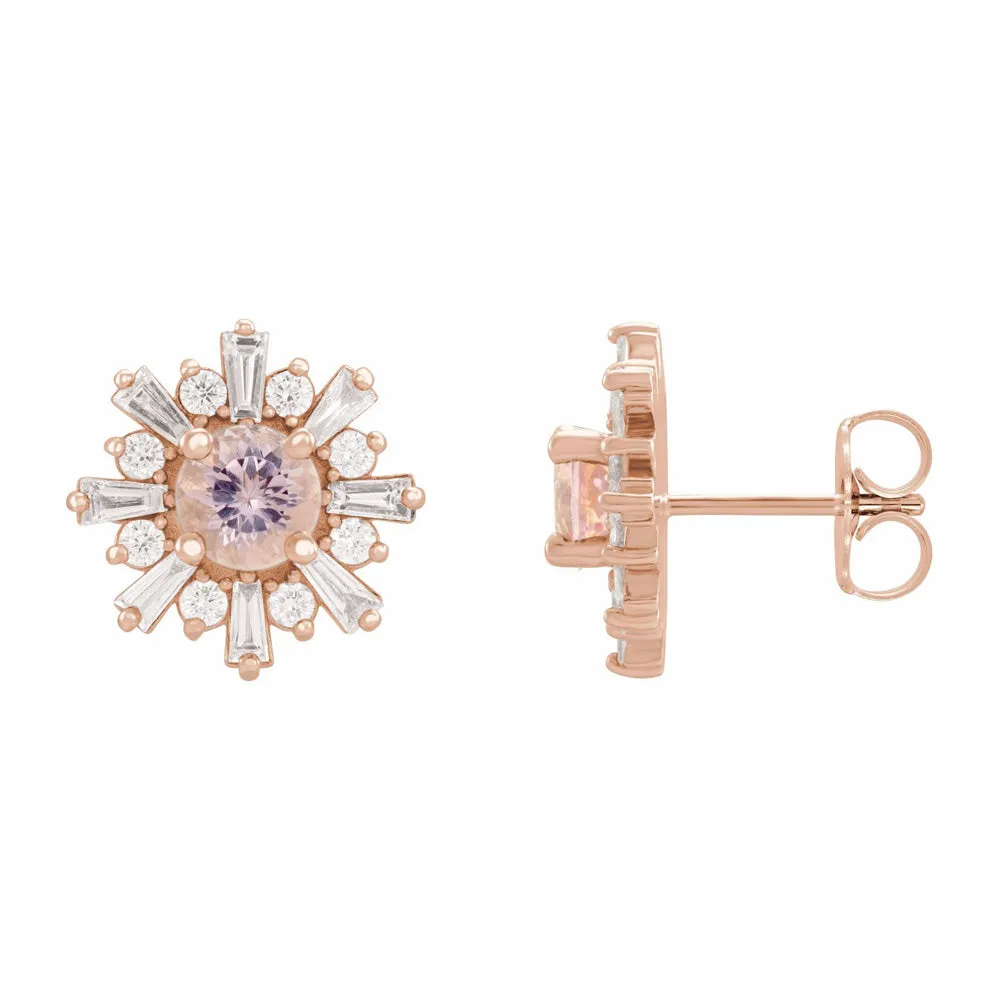 14K Yellow or Rose Gold, Morganite & 3/4 CTW Diamond 13mm Earrings