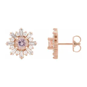 14K Yellow or Rose Gold, Morganite & 3/4 CTW Diamond 13mm Earrings