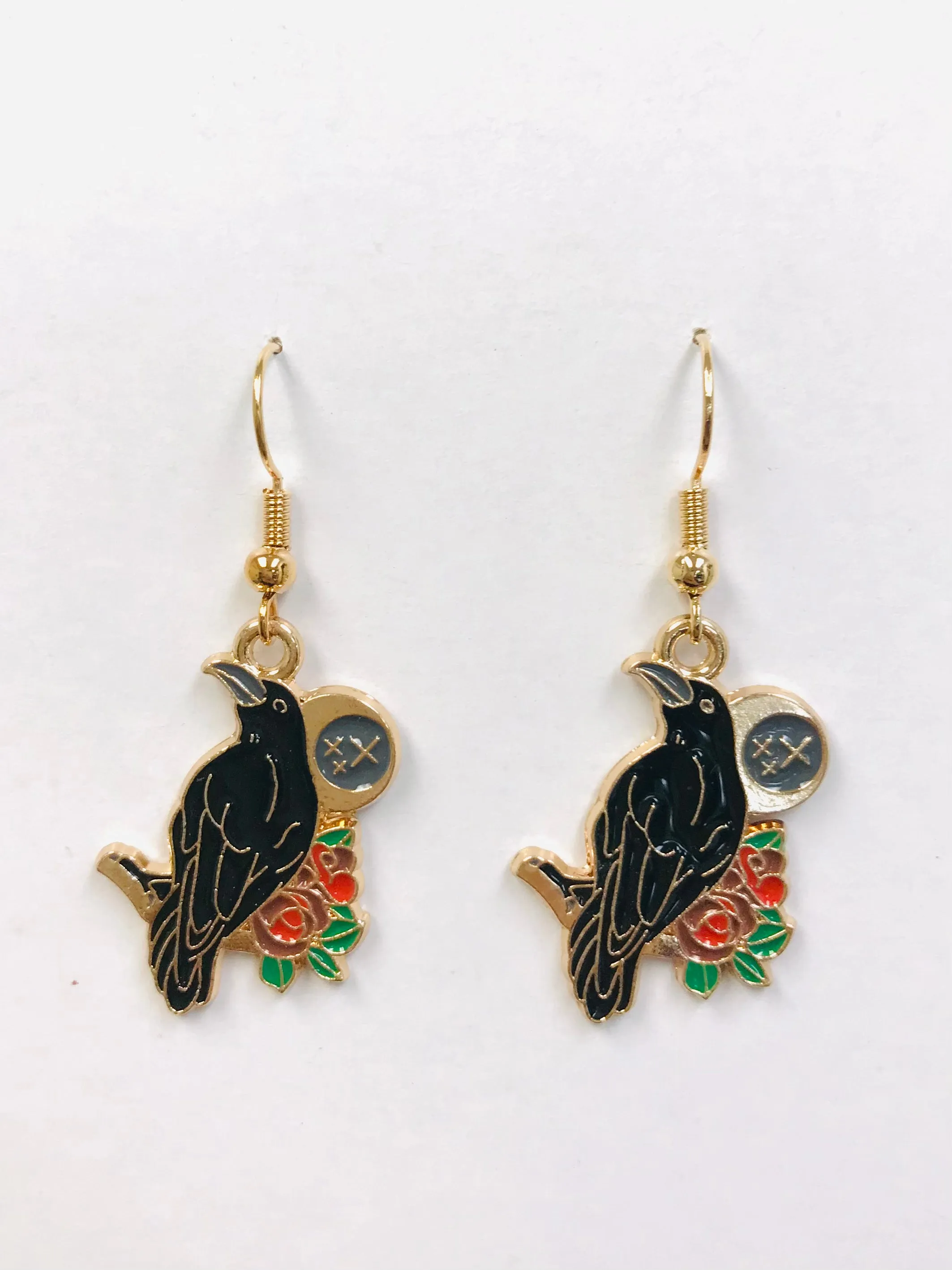 2prs Cosmic Crow Earrings Lunar Raven Jewelry