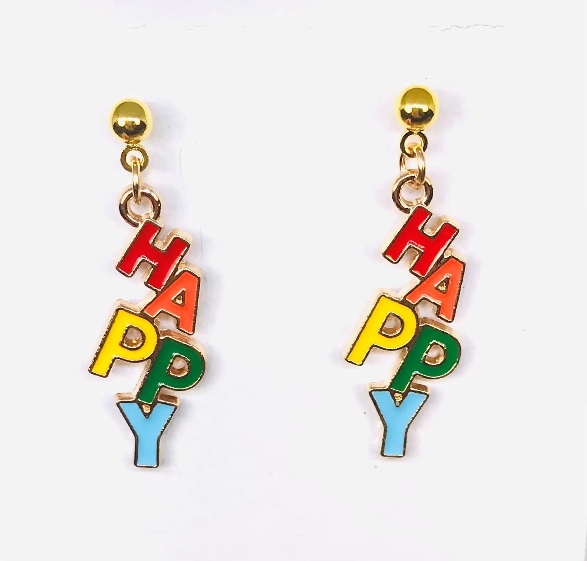 2prs Gold Happy Earrings