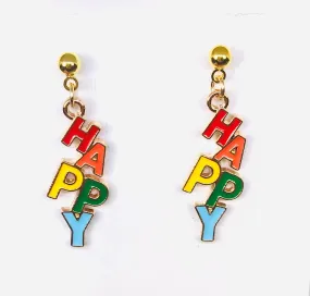 2prs Gold Happy Earrings