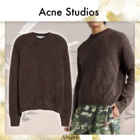 Acne Studios  |Crew Neck Long Sleeves Plain Cotton Designers Sweaters