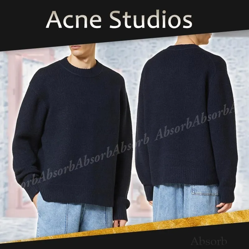 Acne Studios  |Crew Neck Wool Long Sleeves Plain Cotton Designers Sweaters