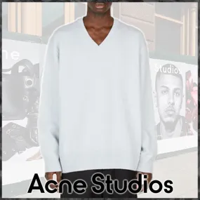 Acne Studios  |Wool Cashmere Street Style Long Sleeves Logo Designers