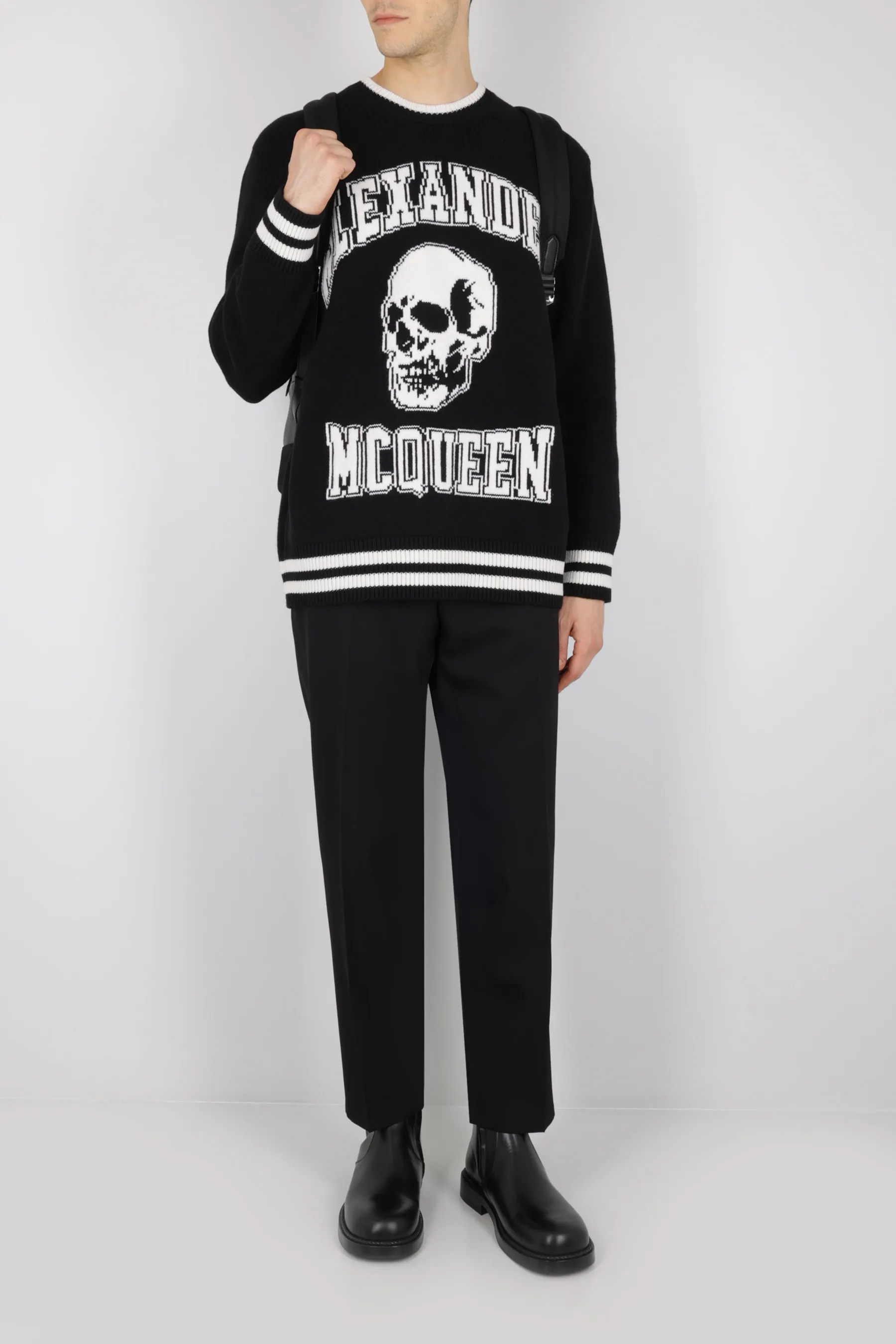 alexander mcqueen  |Crew Neck Skull Wool Cashmere Long Sleeves Plain Logo