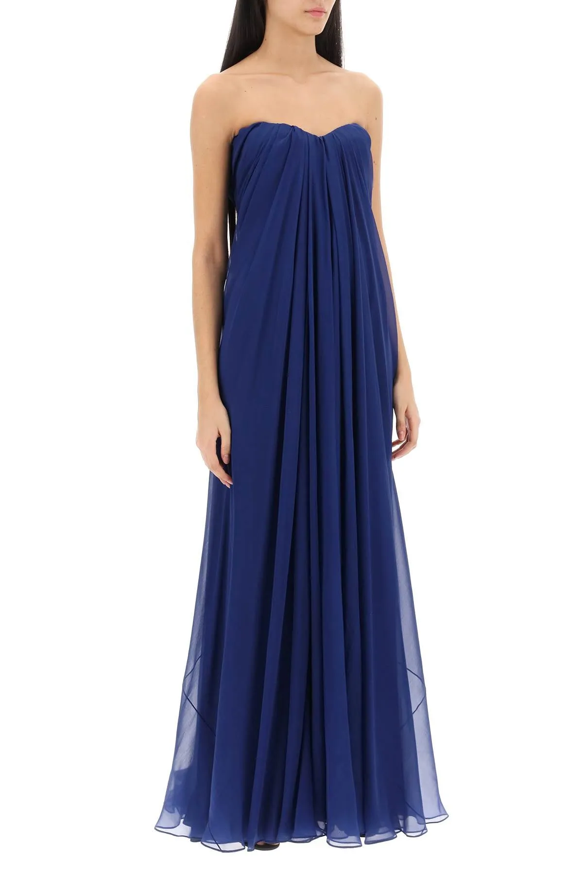 Alexander mcqueen silk chiffon bustier gown 612662 QBACI ELECTRIC NAVY