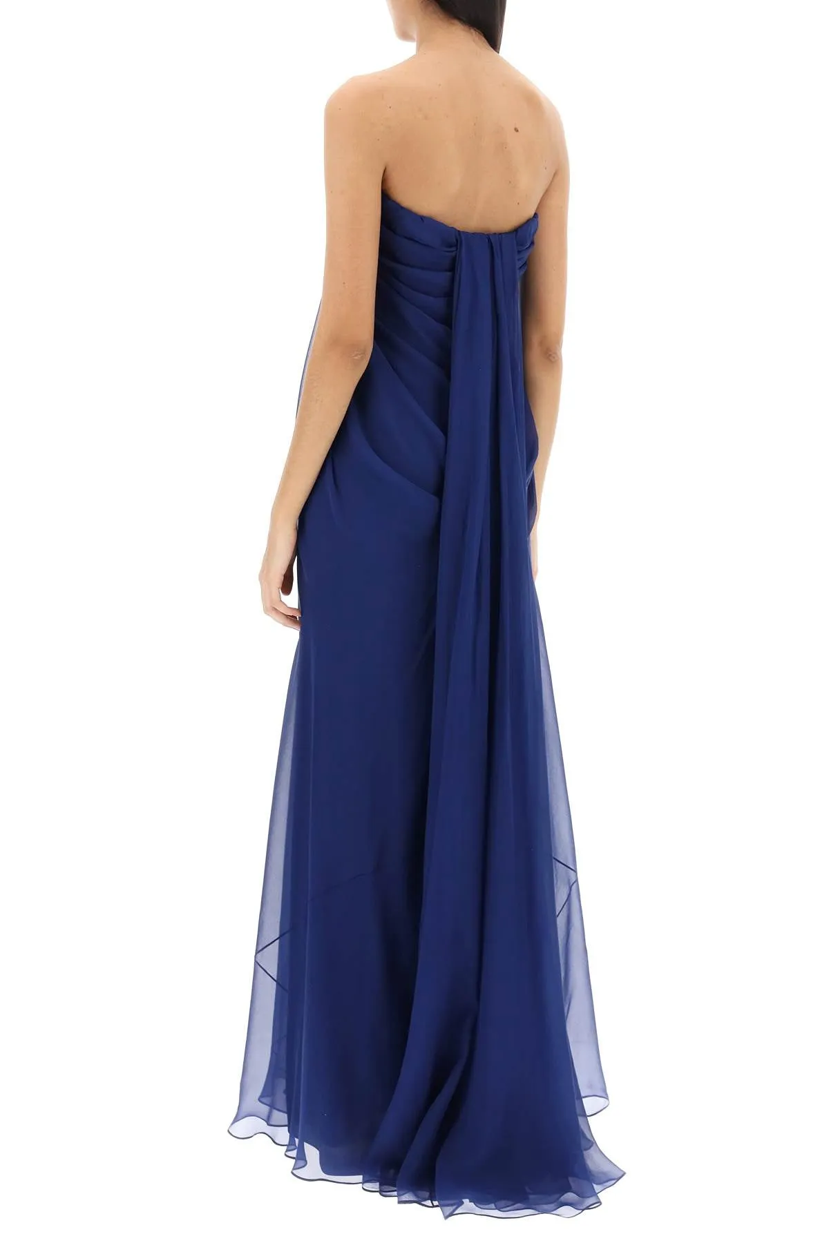 Alexander mcqueen silk chiffon bustier gown 612662 QBACI ELECTRIC NAVY