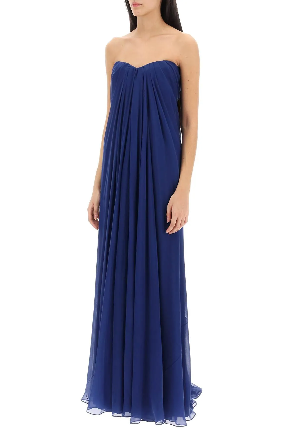 Alexander mcqueen silk chiffon bustier gown 612662 QBACI ELECTRIC NAVY