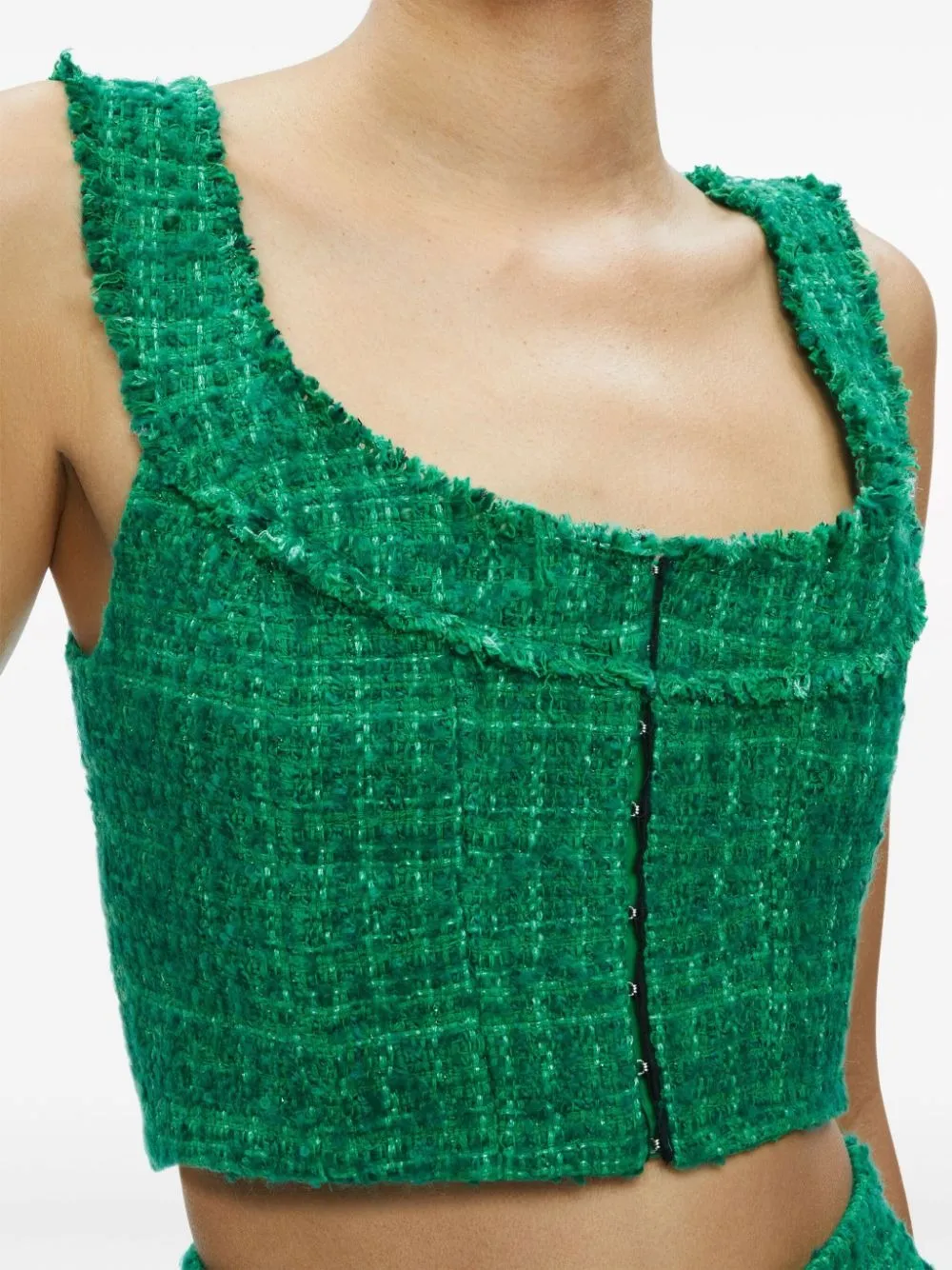 Alice + Olivia Kensie Scoop Neck Cropped Bustier in Light Emerald