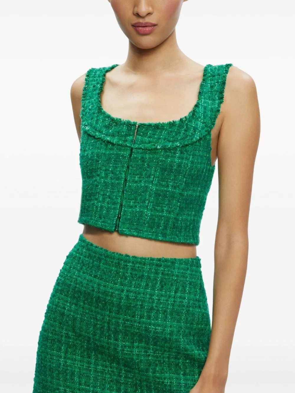 Alice + Olivia Kensie Scoop Neck Cropped Bustier in Light Emerald