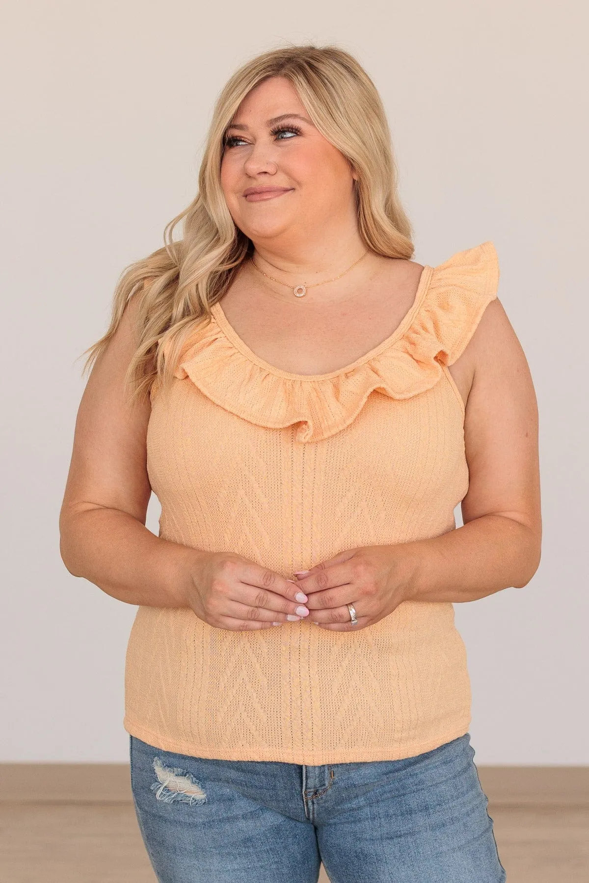 Always One Step Ahead Knit Tank- Cantaloupe