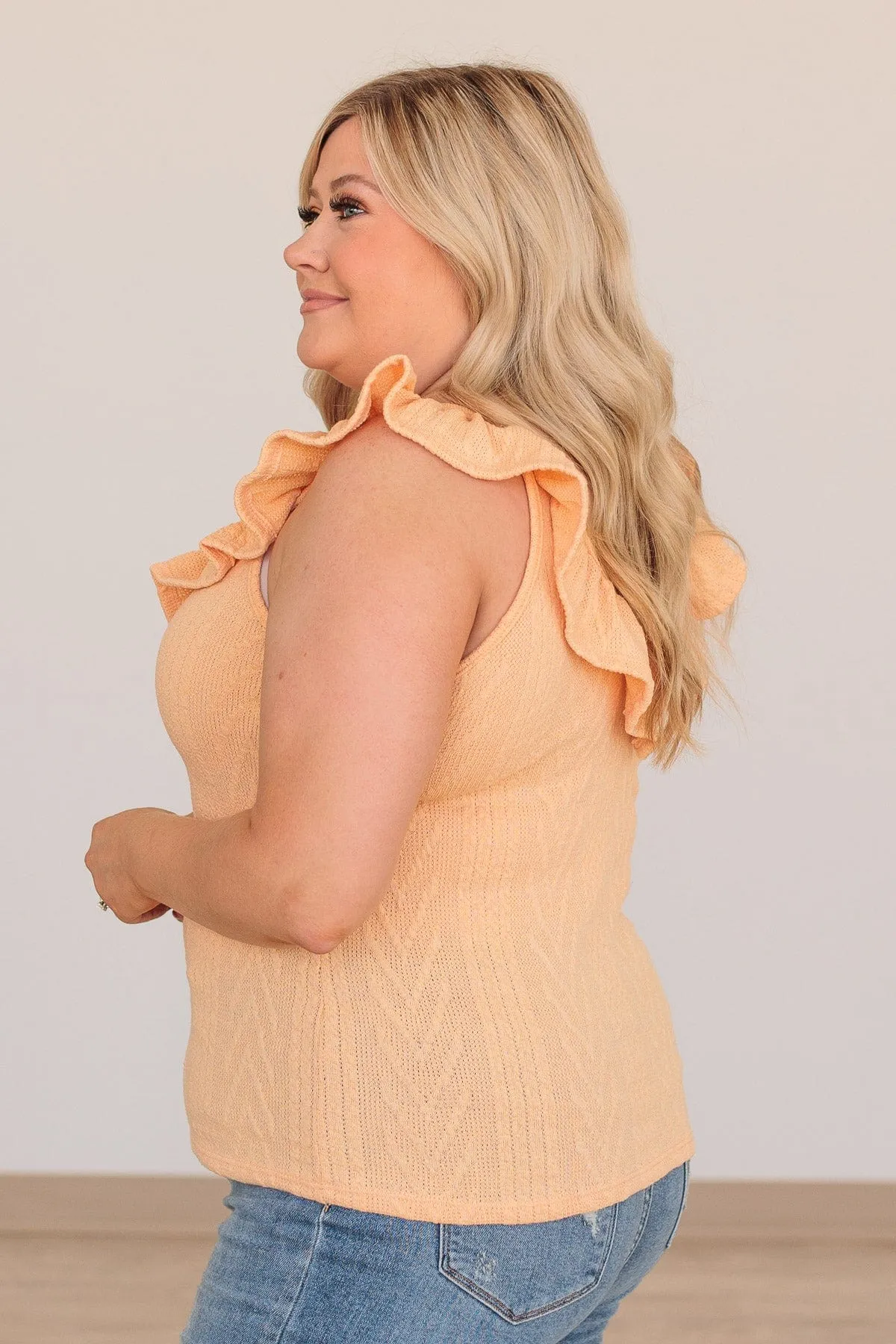 Always One Step Ahead Knit Tank- Cantaloupe