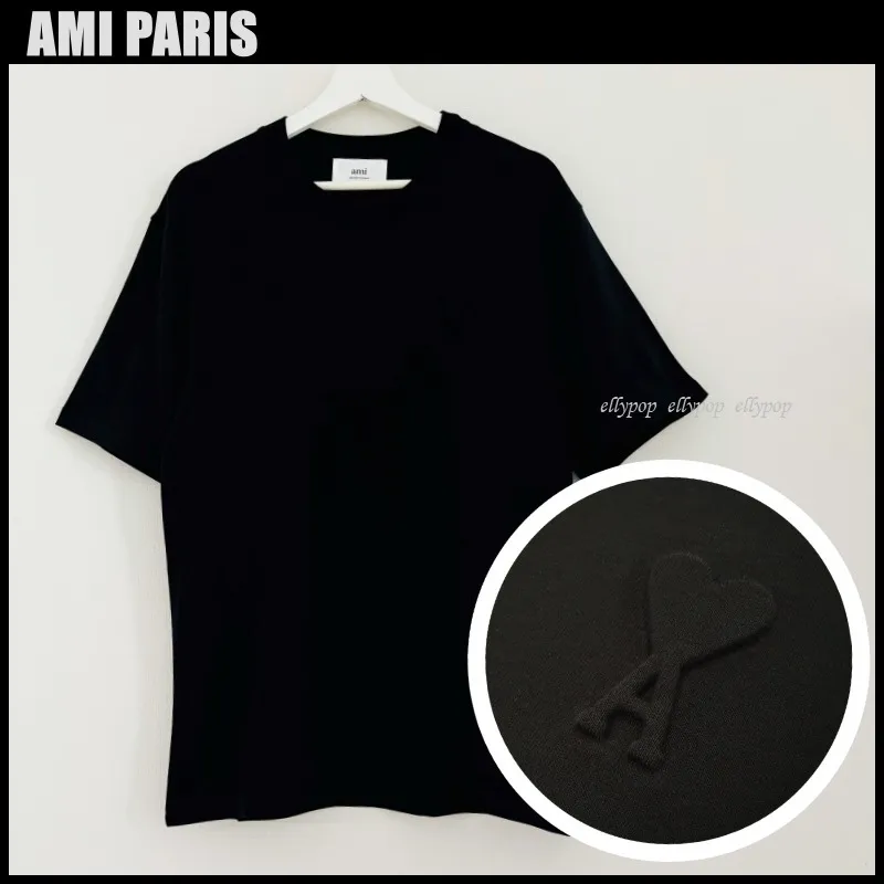 AMI PARIS  |Unisex Street Style Plain Logo Designers T-Shirts