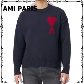 AMI PARIS  |Wool Street Style Logo Designers Sweaters