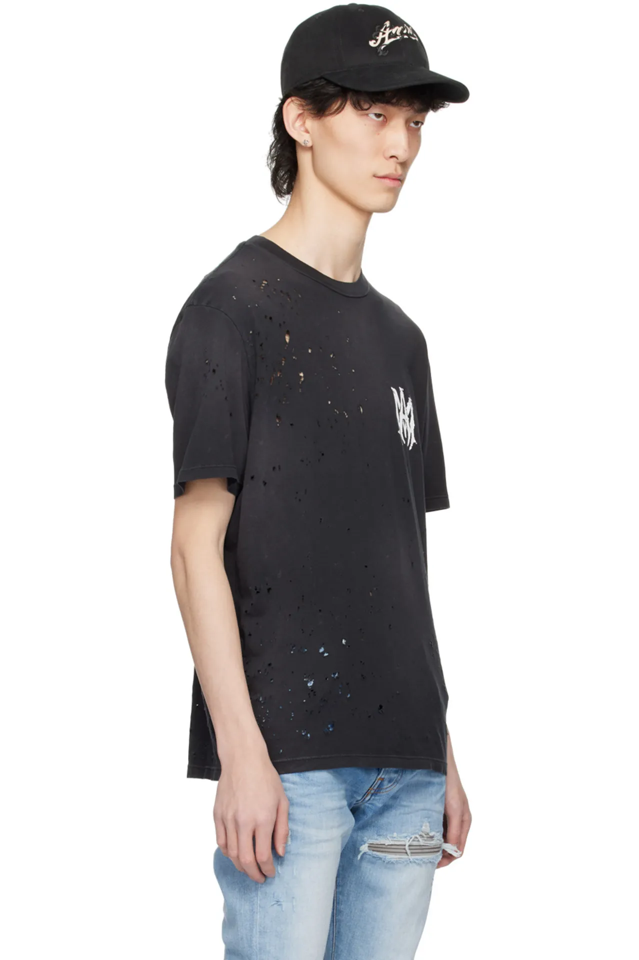 AMIRI  |Crew Neck Monogram Street Style Cotton Short Sleeves Logo