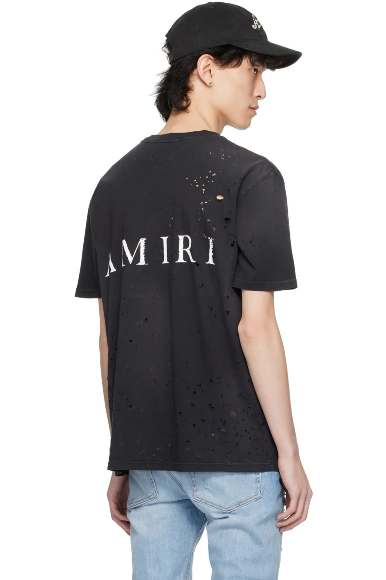 AMIRI  |Crew Neck Monogram Street Style Cotton Short Sleeves Logo