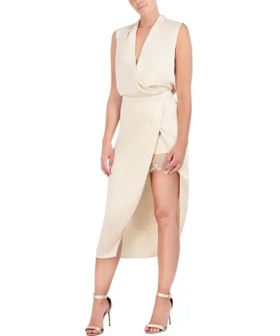 Bcbgmaxazria Womens Below Knee Surplice Midi Dress