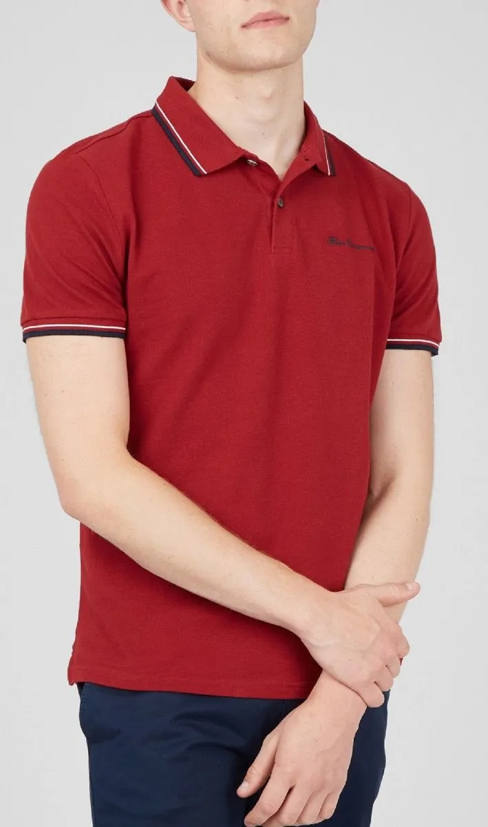 Ben Sherman Casual Short Sleeve Polo Shirt Red