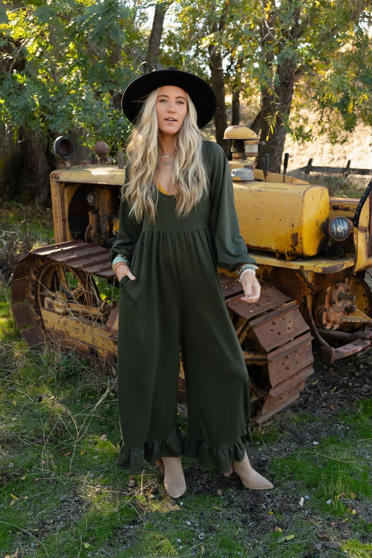 Best Intentions Long Sleeve Jumpsuit - Olive