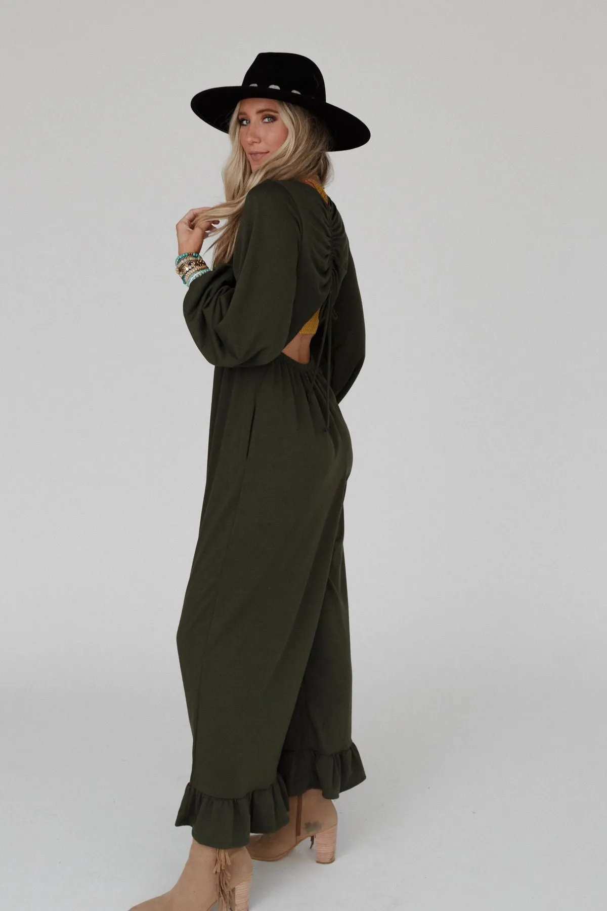 Best Intentions Long Sleeve Jumpsuit - Olive