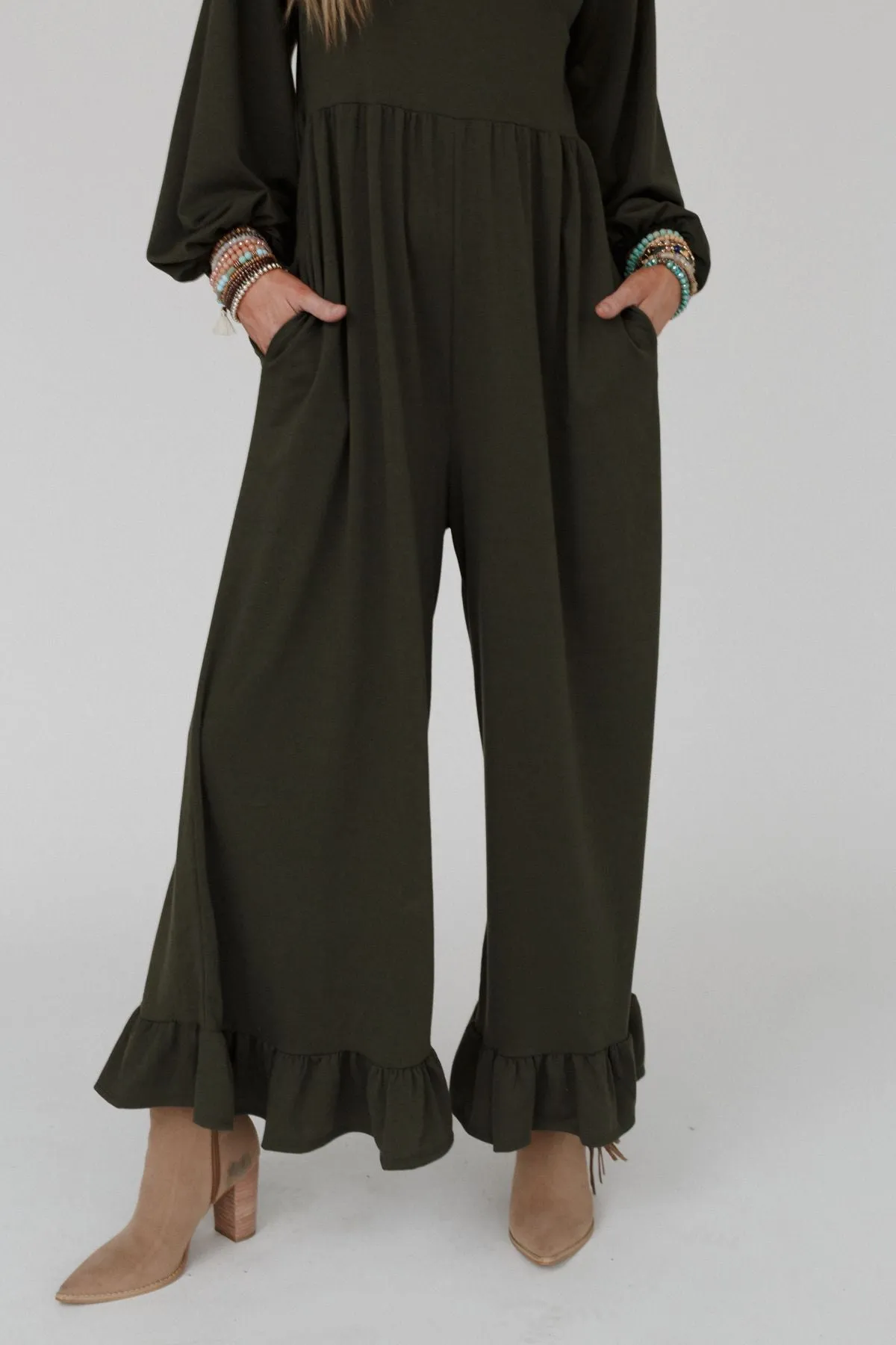 Best Intentions Long Sleeve Jumpsuit - Olive