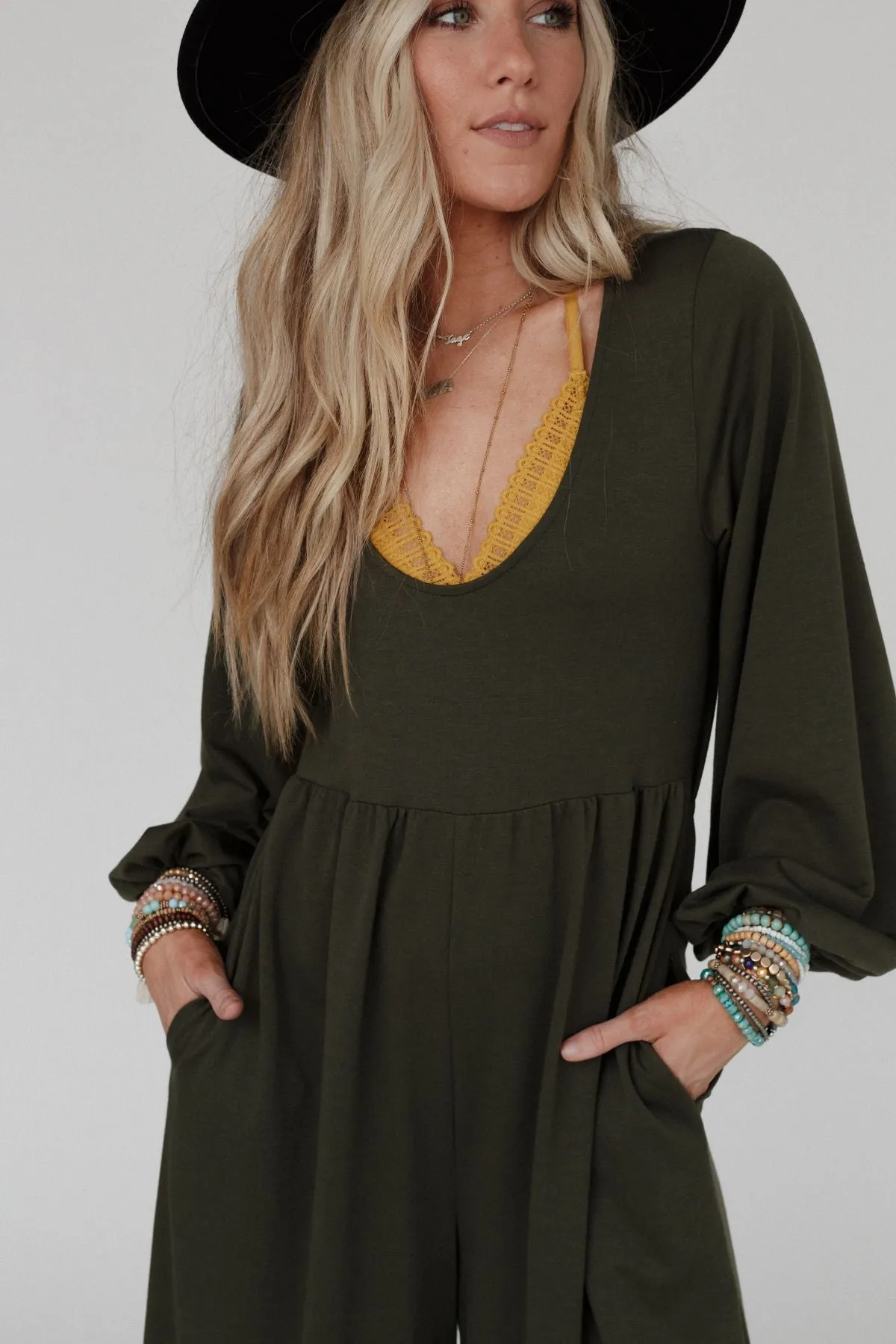 Best Intentions Long Sleeve Jumpsuit - Olive