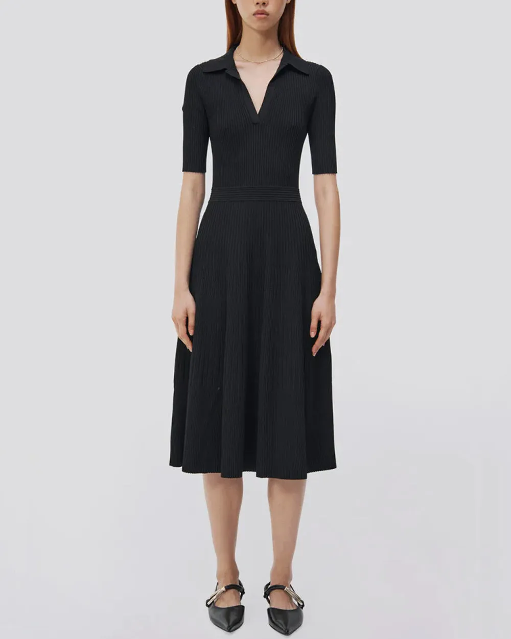 Black Pati Polo Midi Dress