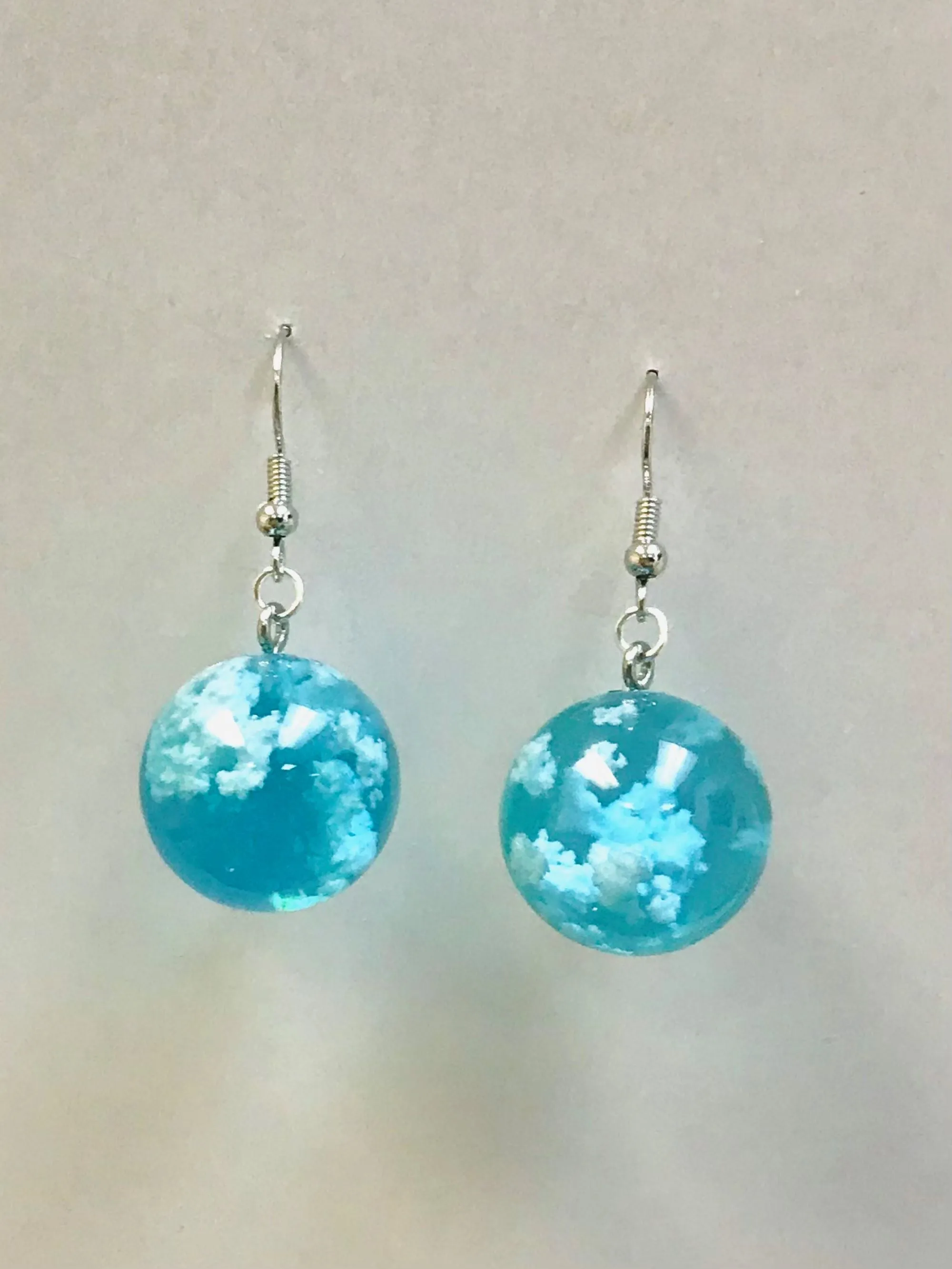 Blue Sky White Clouds Glob Earrings