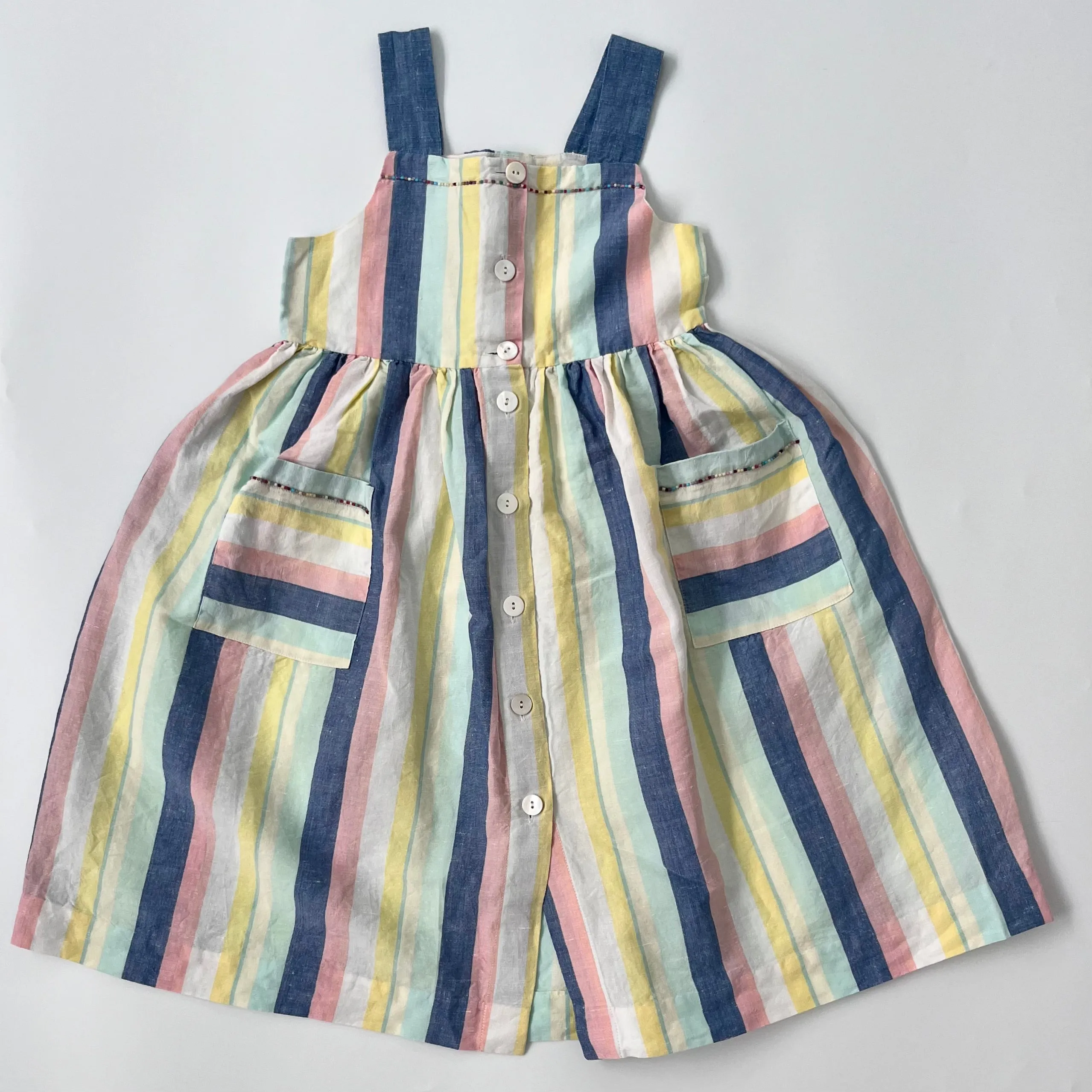 Bonpoint Stripe Linen Summer Dress: 10 Years, 12 Years