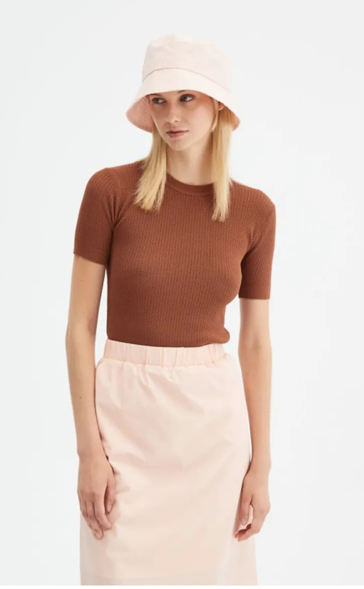 Brown Open Knit Top