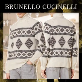 BRUNELLO CUCINELLI  |Cashmere Street Style Long Sleeves Tribal Sweaters