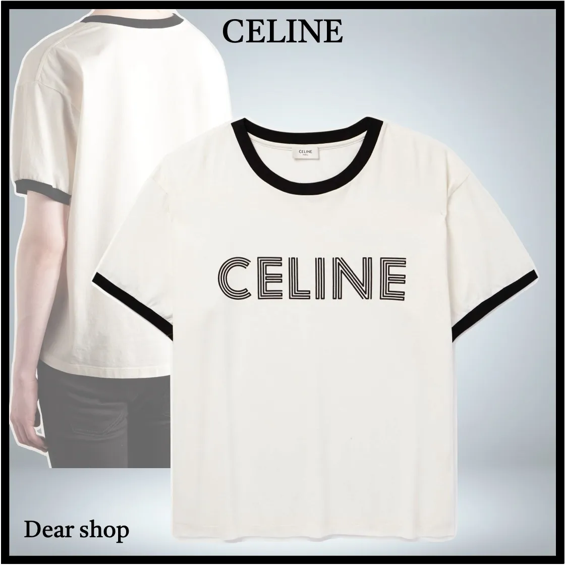 CELINE  |Plain Cotton Short Sleeves Logo Luxury T-Shirts