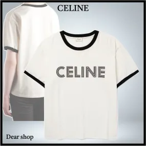 CELINE  |Plain Cotton Short Sleeves Logo Luxury T-Shirts