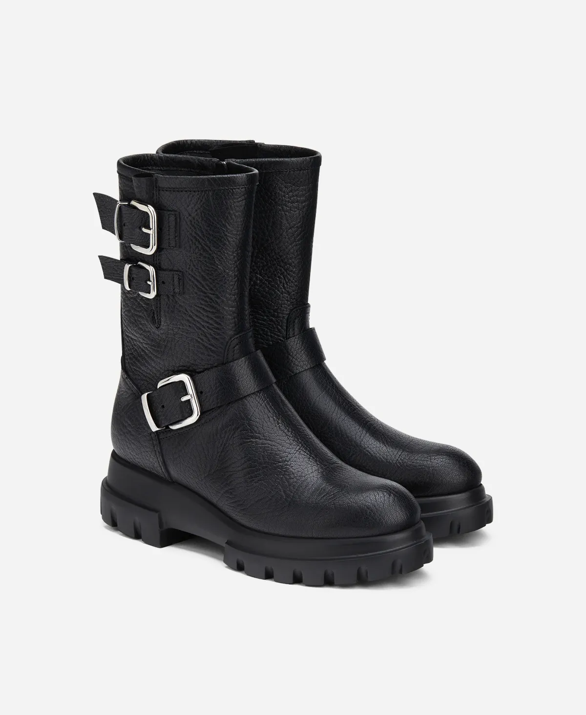 CHUNKY BIKER Leather combat boot