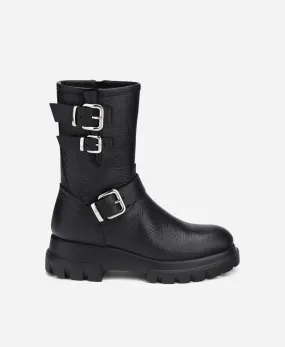 CHUNKY BIKER Leather combat boot