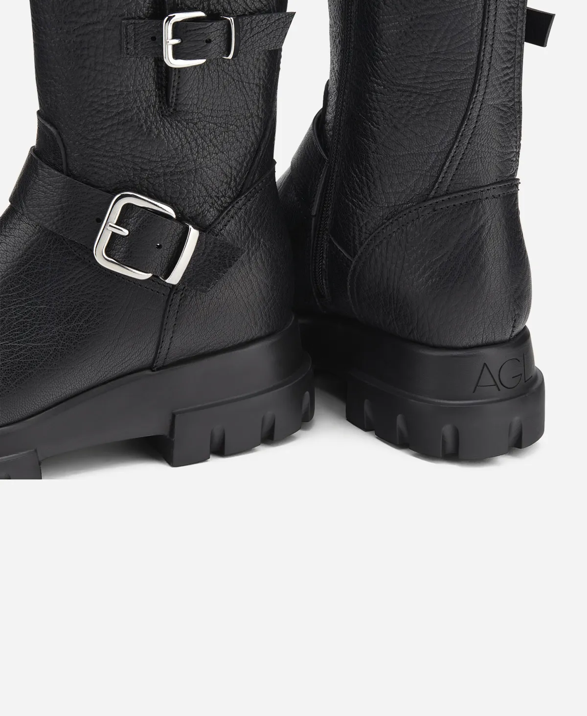 CHUNKY BIKER Leather combat boot