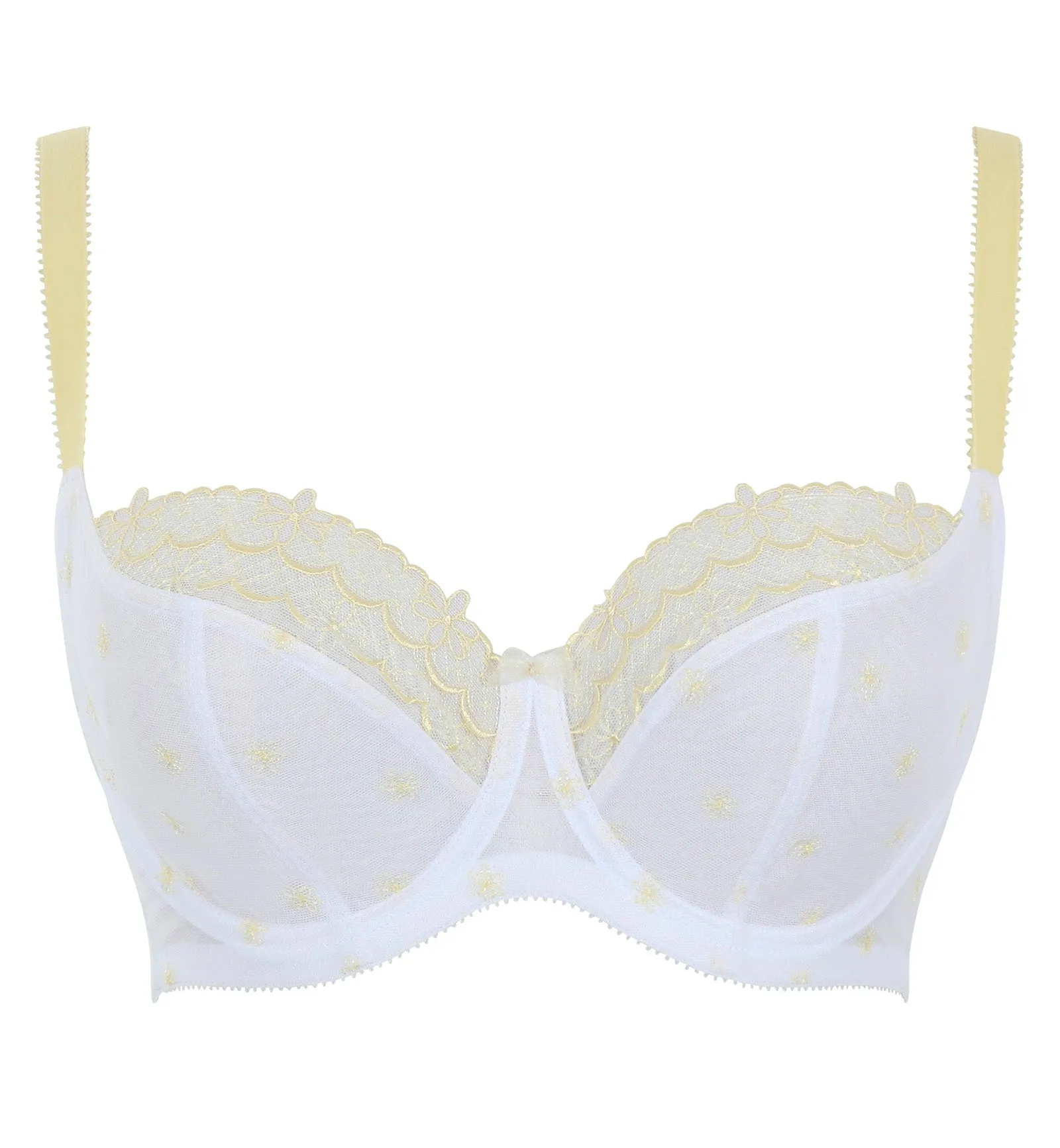 Cleo by Panache Blossom Balconnet Underwire Bra (10581) - White/Lemon