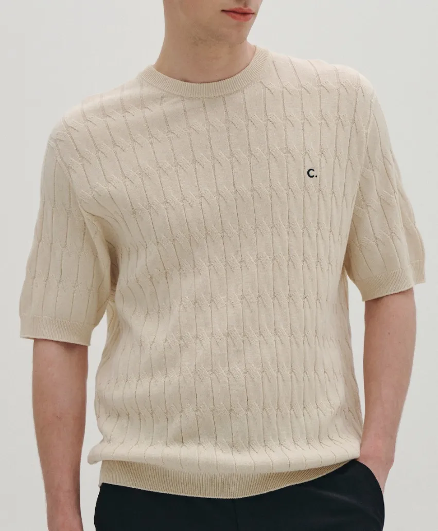 clove  |[Clove]★Cable Round neck Knit_Men