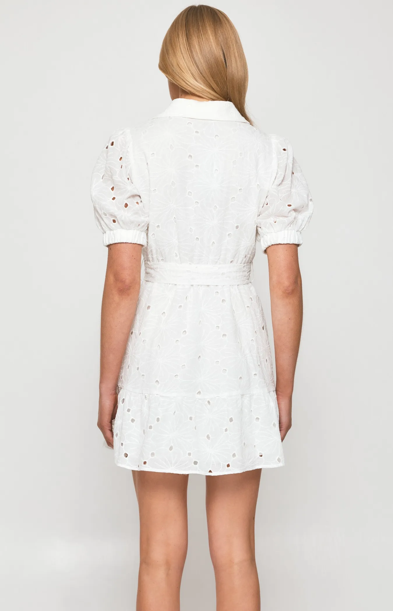 Cotton Embroidery Shirt Dress with Self Fabric Buckle (SDR1281B)