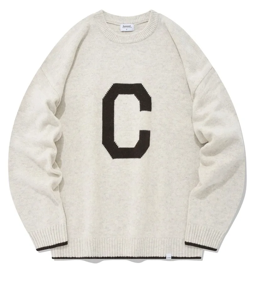 COVERNAT  |[COVERNAT]★Lambswool C Logo Crew Neck Kni.t