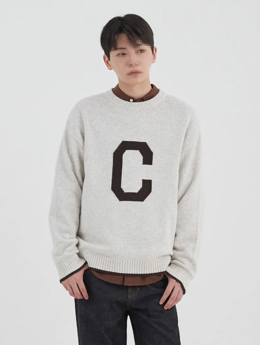 COVERNAT  |[COVERNAT]★Lambswool C Logo Crew Neck Kni.t