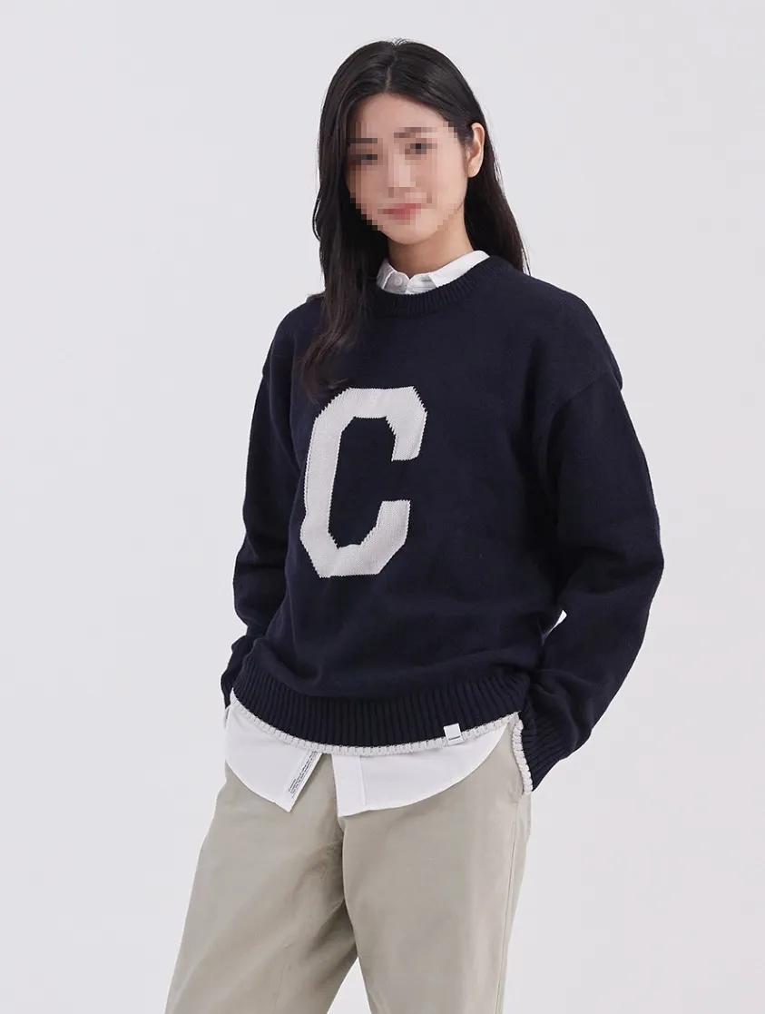 COVERNAT  |[COVERNAT]★Lambswool C Logo Crew Neck Kni.t