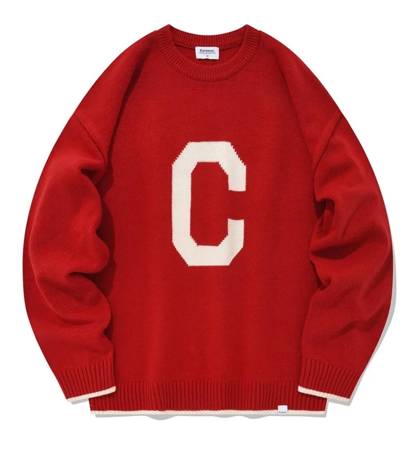 COVERNAT  |[COVERNAT]★Lambswool C Logo Crew Neck Kni.t