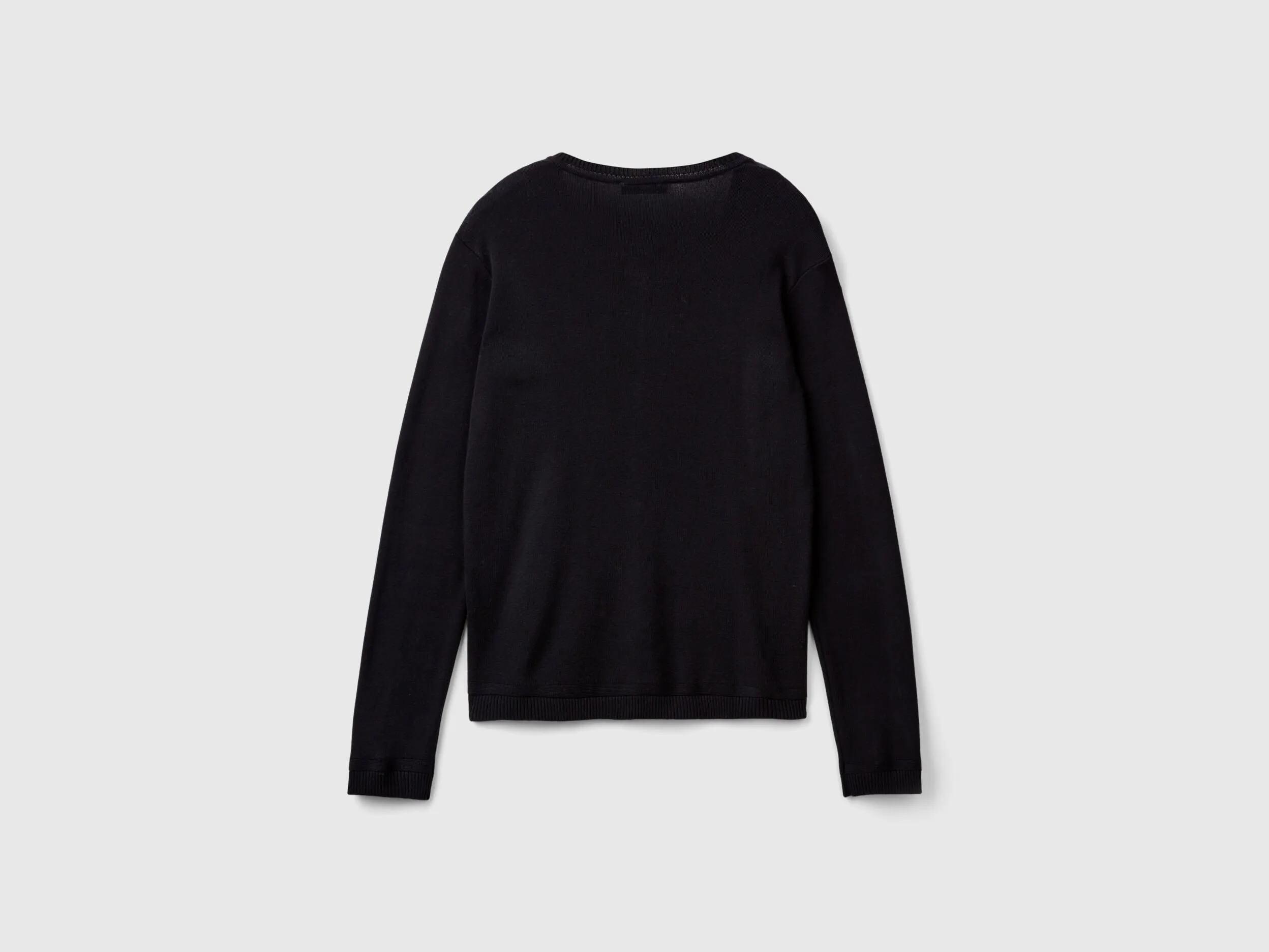 Crew neck cardigan in pure cotton - Black | Benetton