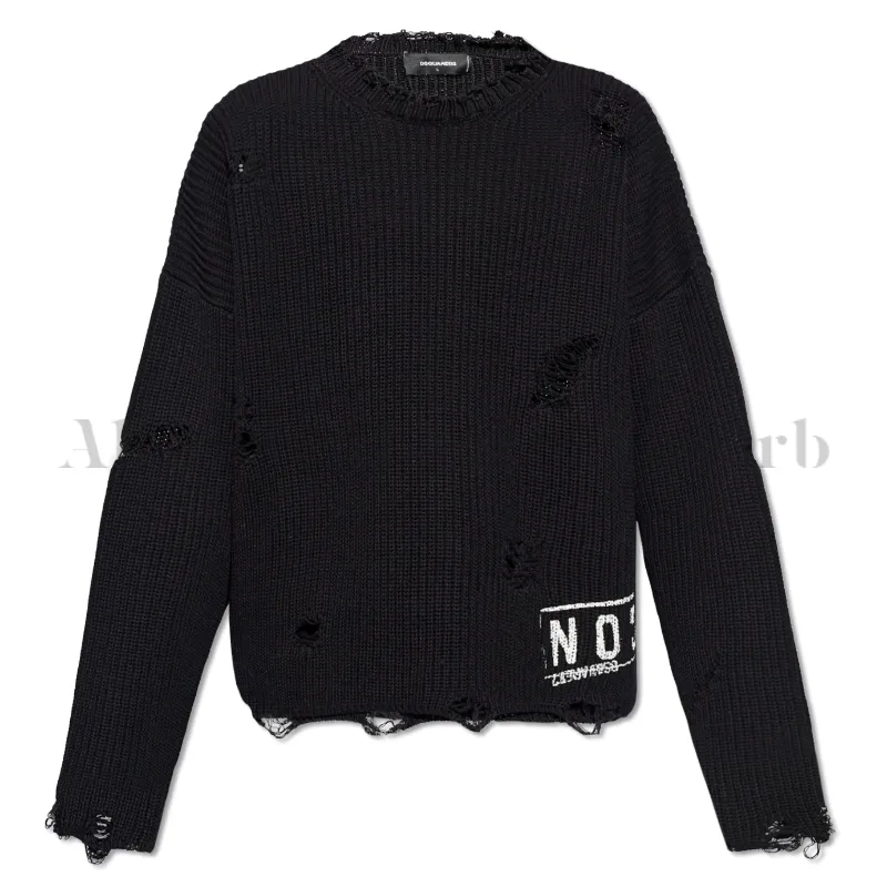 D SQUARED2  |Crew Neck Long Sleeves Plain Cotton Luxury Sweaters