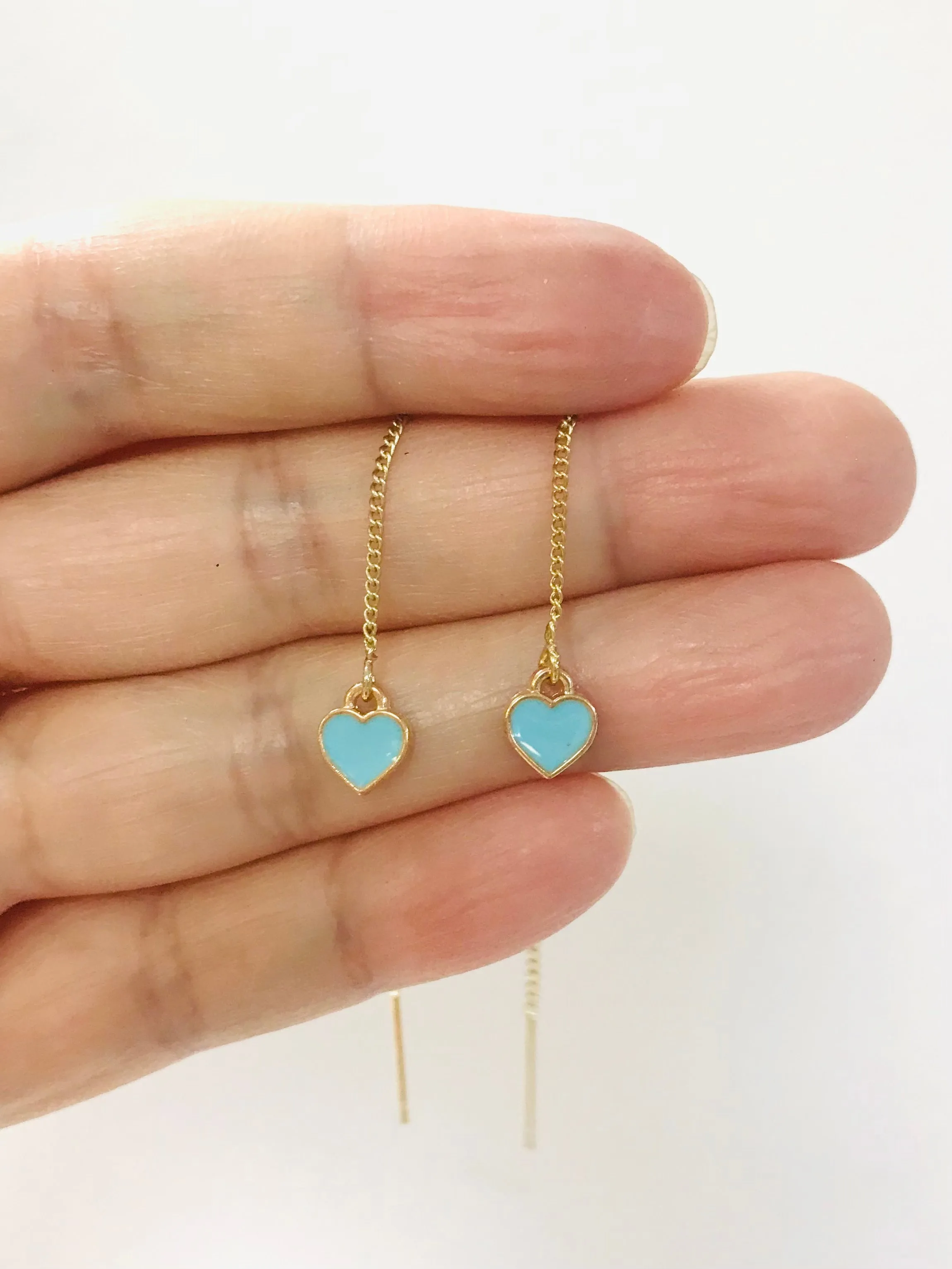 Dainty Heart Threader Earrings