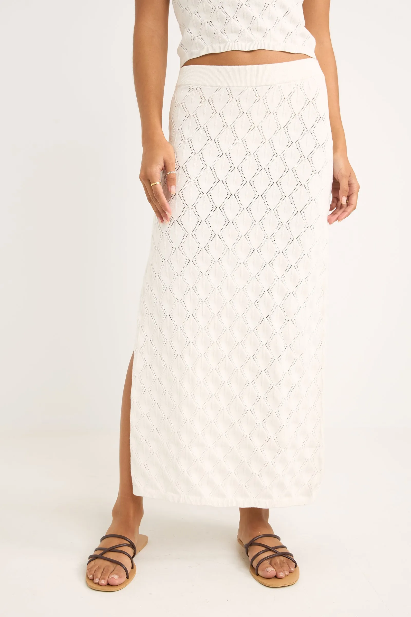 Daisy Knit Skirt Ivory