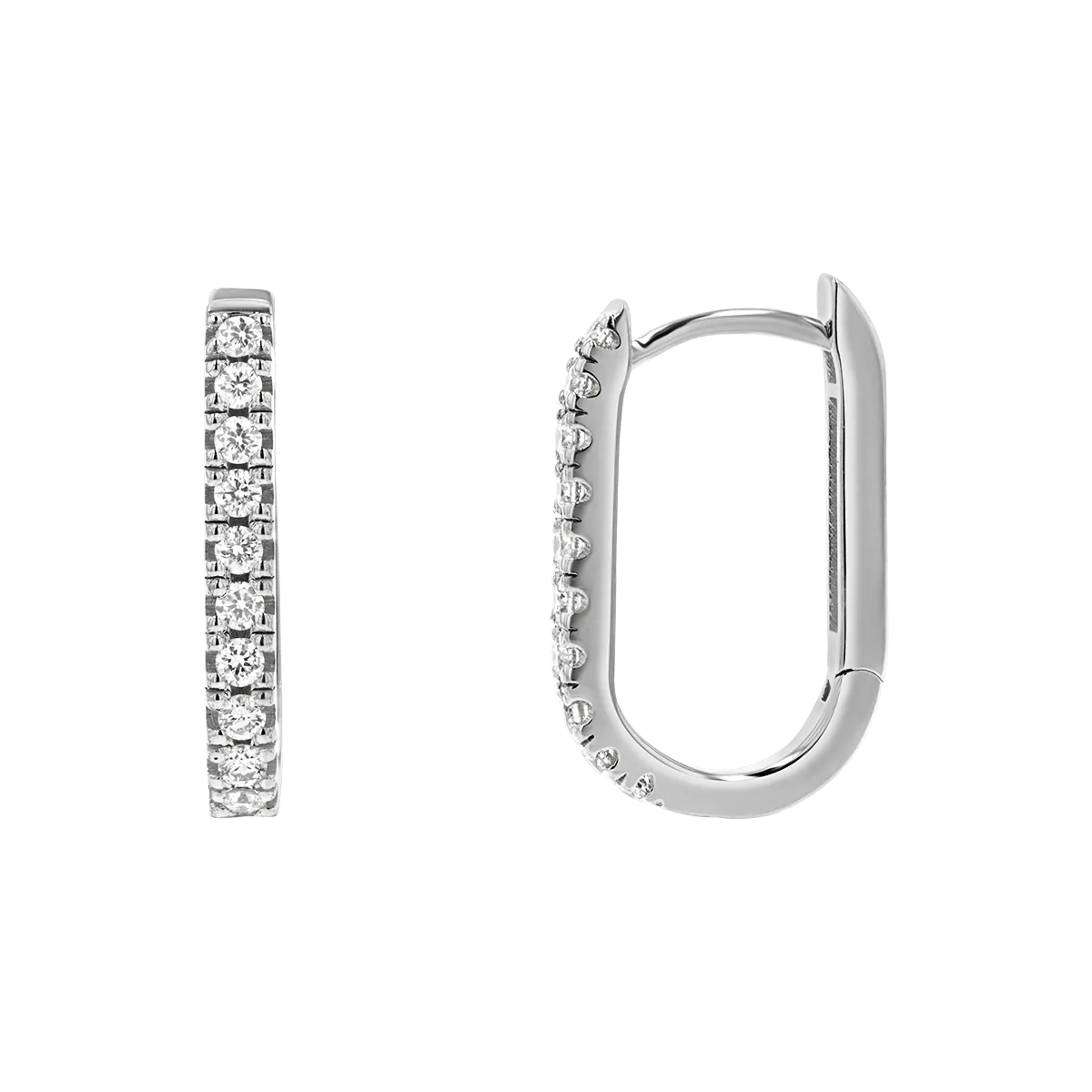 Diamond U-Pave Paper Clip Huggie Earrings